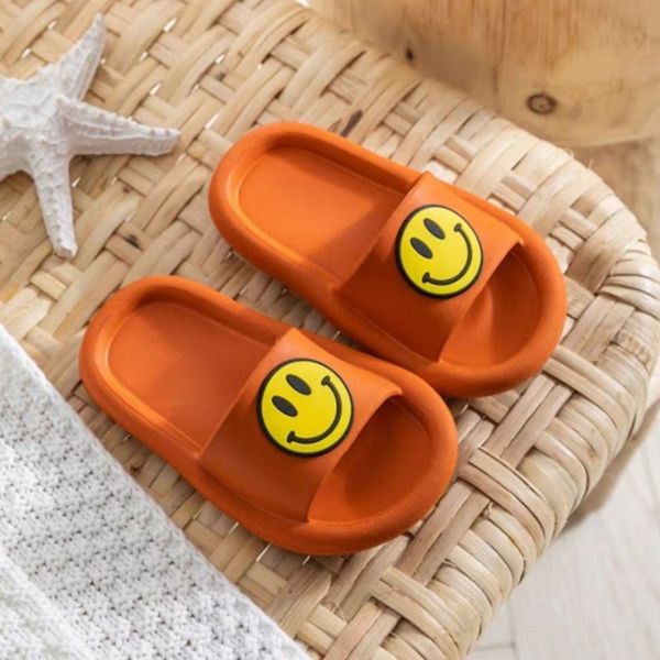

children children shoes summer indoor and outdoor parent-child soft bottom children' children' slippers home smiling slippers, Black;grey