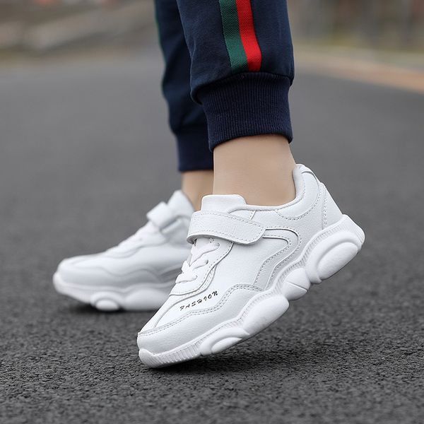 

sports children's sneakers 2019 new genuine leather children's sports girls' bear boys' white shoes casual board shoes, Black