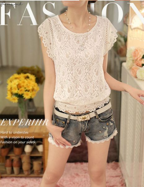 

new 2020 summer fashion short sleeve women plus size solid white color blouse lace chiffon female blouse shirt 01a 25