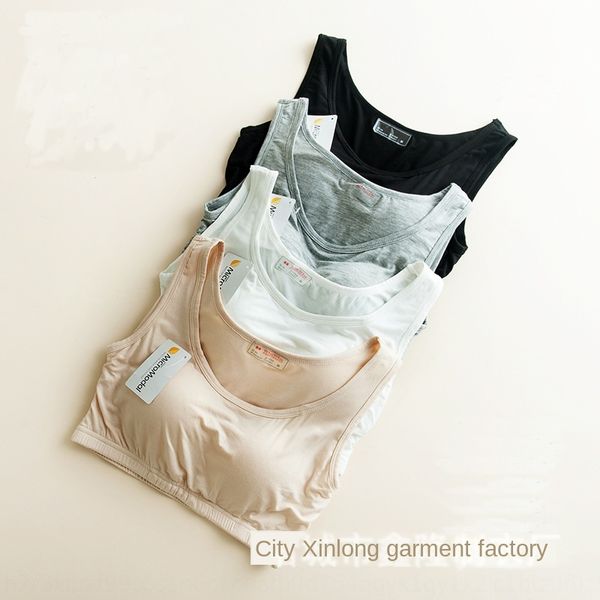 

modal women's body stick bra belt chest pad cup half-body camisole vest half-bra breast-polishing yoga exercise, Camo