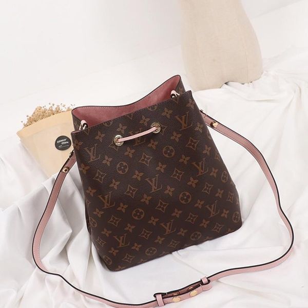 

fast delivery womens bags vintage type leather bucket bag handbag drawstring lady shoulder bags messenger crossbody bags sale