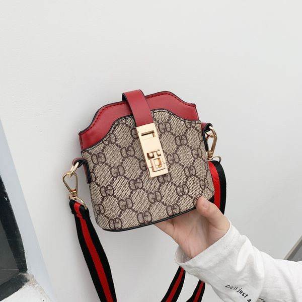 

korean style children's small shell bucket 2019 new fashion gd letter printing contrast color shell bucket bag girls' accessory ba