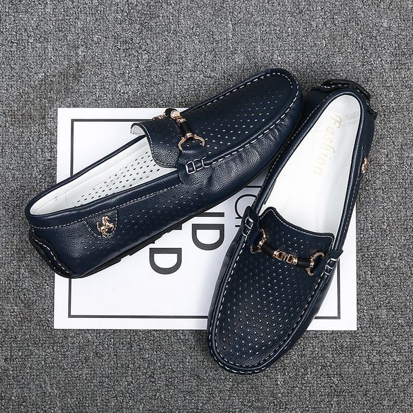 

men casual shoes summer breathable genuine leather loafers casual black classic men shoes tide italian fashion leather loafers