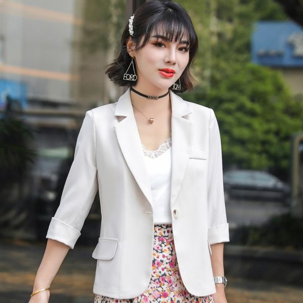 

small jacket suit jacket women's summer 2020 new versatile thin korean style casual chiffon vertical suit top, White;black