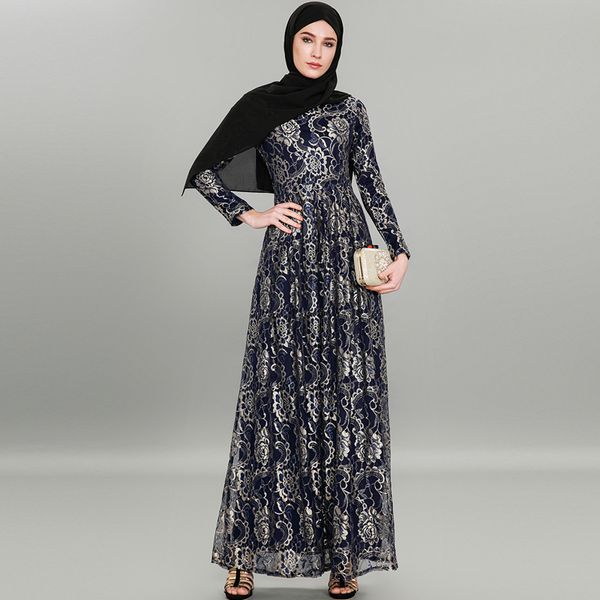 

2019 spring autumn abaya dubai arabic islamic embroidery lace muslim dress vestidos hijab dresses ramadan tesettur elbise robe