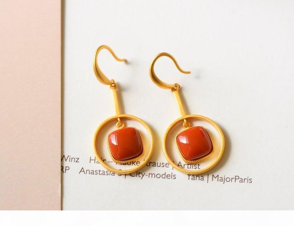 

designer elegant earring luxury jewelry s925 silver plated onyx dangle geometric earrings women jewelry for women party gift, Golden