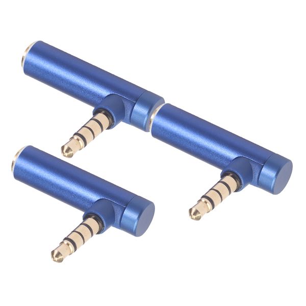 

3pcs 3.5mm male to female audio adapter right angled earphone converter blue