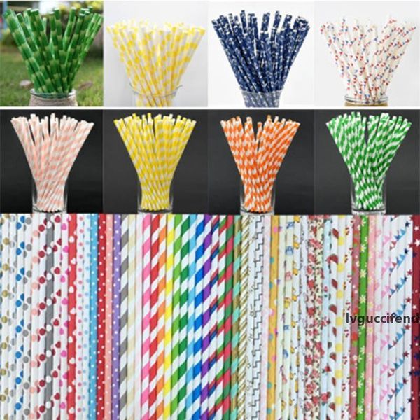 

color striped disposable straw cartoon symbol printing family bar party decoration straw environmental paper straw customization 57
