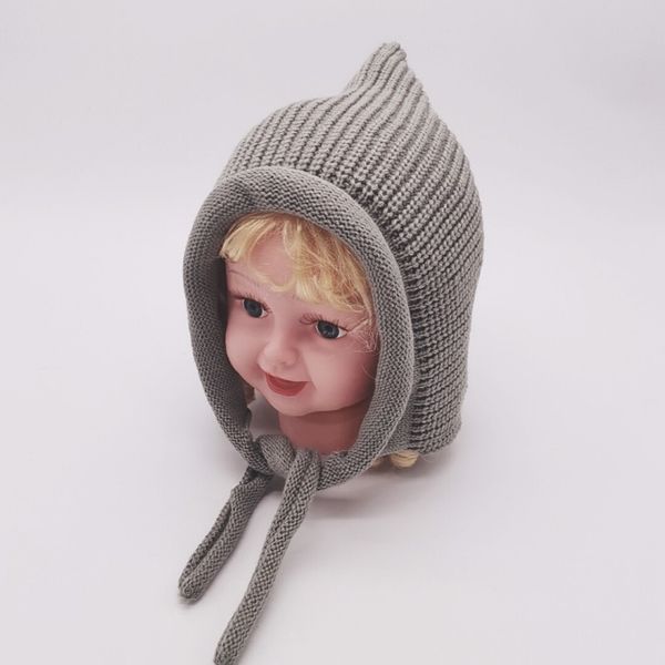 

autumn winter newborn baby cute hats crochet knitted beanie hats kids caps wool hemming caps fall, Slivery;white