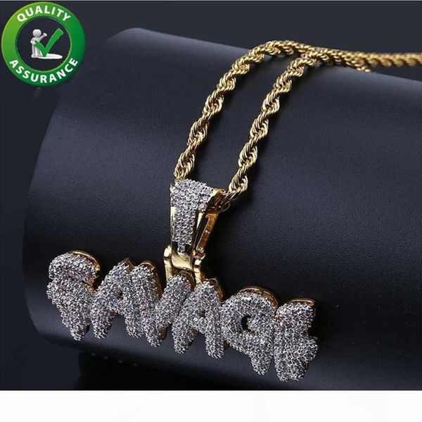 

iced out pendant hip hop jewelry designer necklace gold mens diamond chains pendant micro pave cz bling bubble letter savage fashion charms, Silver