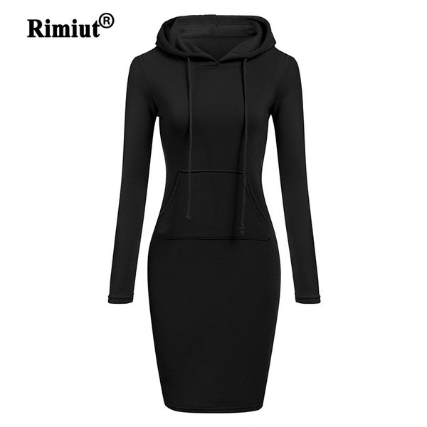 

rimiut hoodied casual women autumn winter pullovers hoodies fashion sweatshirt long sleeve jumper hooded hoodie dress s-2xl plus, Black