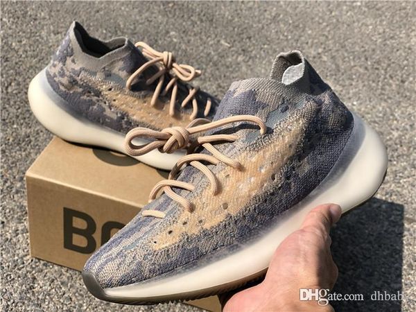 

kanye west 380 mist alien running shoes hues of olives and tans 3m reflective men women primeknit sports sneakers fx9764 with box