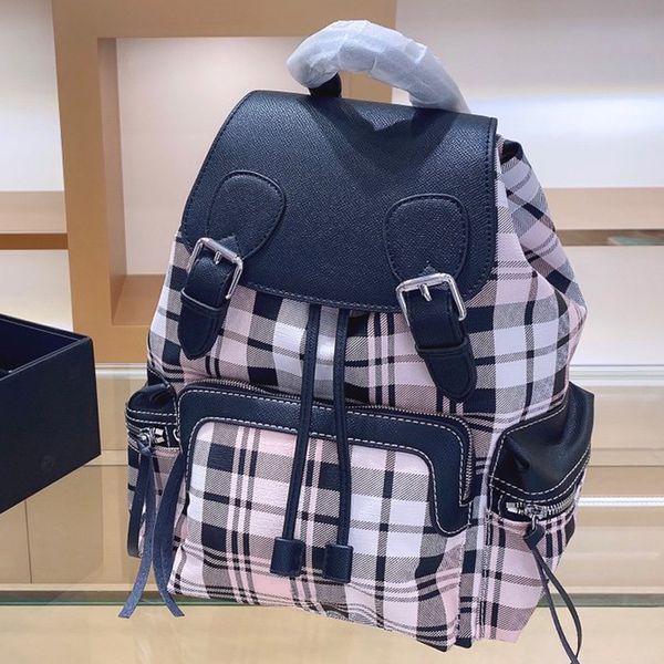 

backpack student school bags shoulder bags large capacity backpack fashion plaid canvas string interior zipper ing