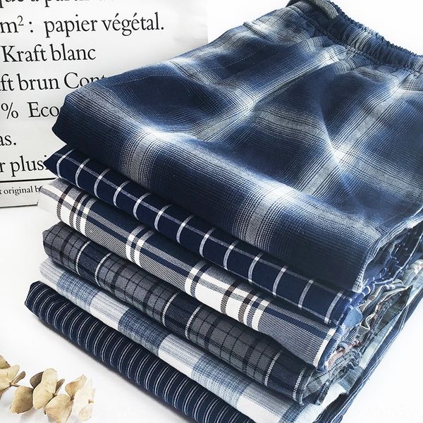

pure cotton men's summer loose thin large size pants men's casual plaid trousers home furnishing cotton home pants, Blue;red
