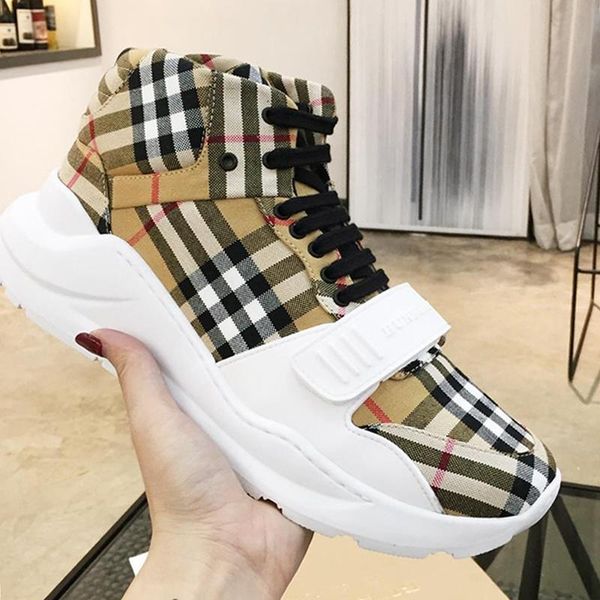 

fashion mens boots zapatillas hombre vintage check cotton sneakers autumn and winter comfortable shoes plus size lace -up sports men, Black