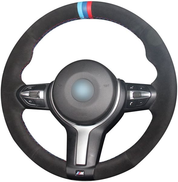 

custom black suede steering wheel covers for bmw f87 m2 2016-2018 / f80 m3 2015-2018 / f82 m4 2015-2018 m sport accessories