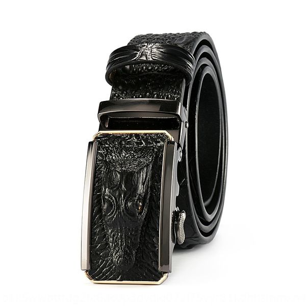 

d1lgg new men's leather business casual cowhide crocodile pattern automatic buckle new men's leather business casual cowhide croco, Black;brown