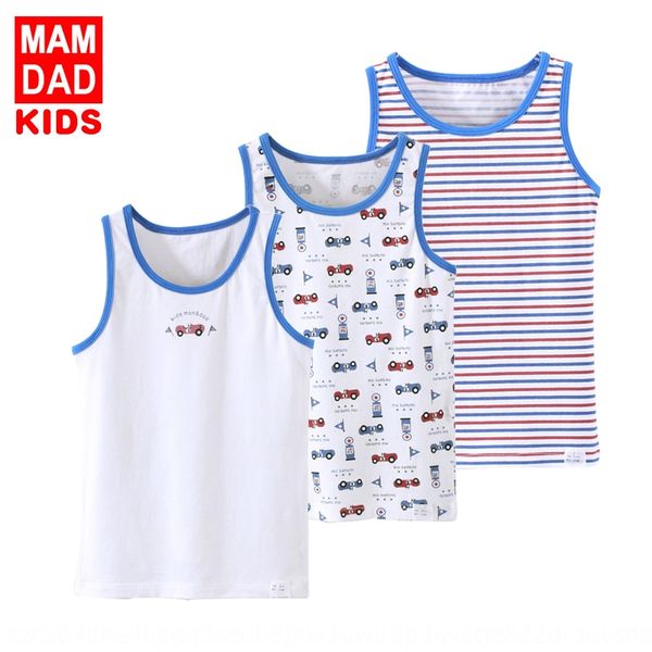 

soas6 children's summer boy's three boxed bamaqin children short-sleeved children's summer boy's three vest t-shirt vest, Blue