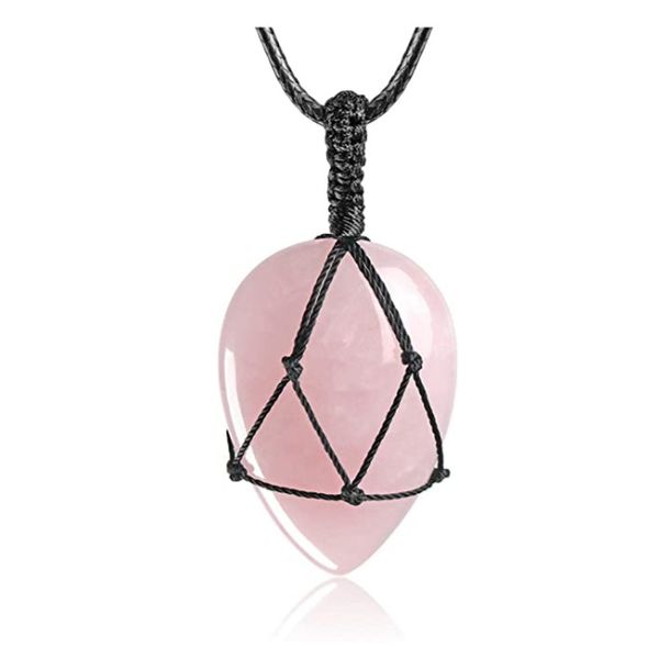 

оптовая 5 шт посеребренной ручного weave wrap water drop подвеска rope цепь ожерелье много цветов камень кварца ювелирных изделия, Silver