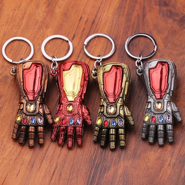 

marvel thanos iron man hulk infinity gauntlet keychain crystal bottle opener fashion charm jewelry for movie fans gift, Silver