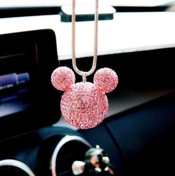 

cute cartoon diamond car pendant hanging ornament bling crystal rhinestone ball car rearview mirror pendants accessories