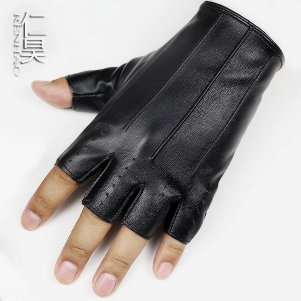 

men's and glovesthree-rib half finger gloves street thin nightclub women's dance dance driving gloves, Black