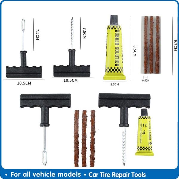 

car tire repair tools tubeless tyre puncture repair plug kit needle patch fix tool cement useful sets auto tire tools