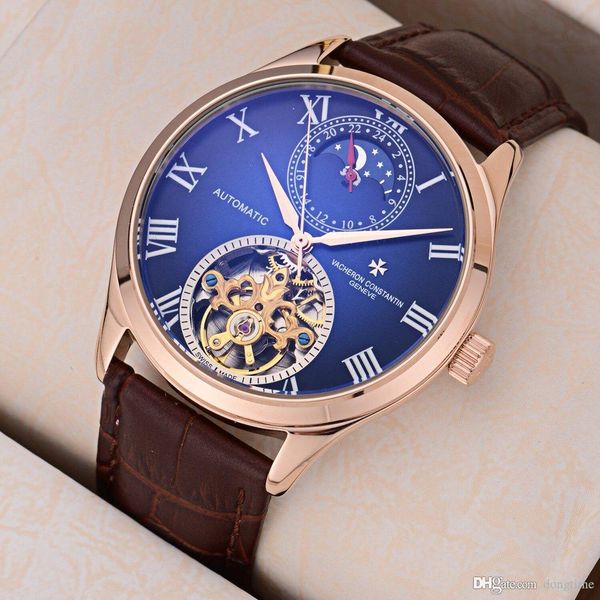 

mens watch mens mechanical automatic watch luxury sports watch fashion casual design wristwatches business waterproof jc914001, Slivery;brown