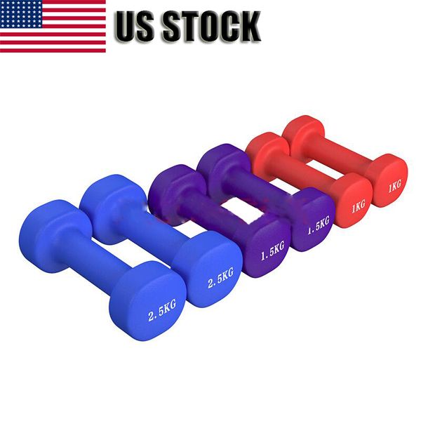 

us stock 10kg authentic dipped plastic dumbbell multi-color gift box containing dumbbell rehabilitation exercise equipment