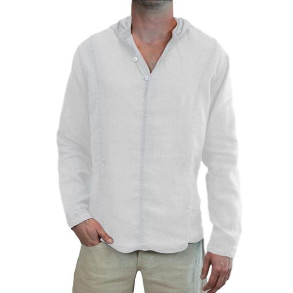 

missky new spring autumn men shirt solid color casual blouse cotton linen shirt loose loose sleeve handsome male, White;black