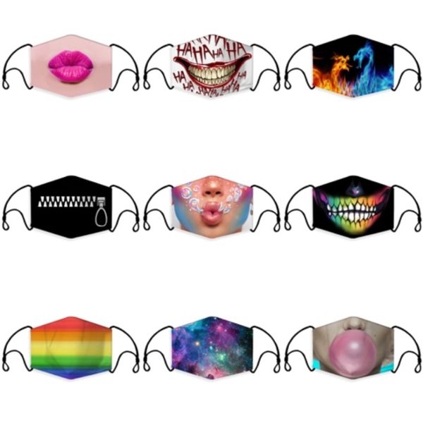 

10pcs bag pm2.5 s reuable mask with breathing valve cotton mouth mask with cartoon print warm dustproof fits 2-10 years old s#309