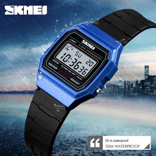 

skmei new color fashion multifunctional waterproof children's electron electron electronic watch light sports gift watch, Blue