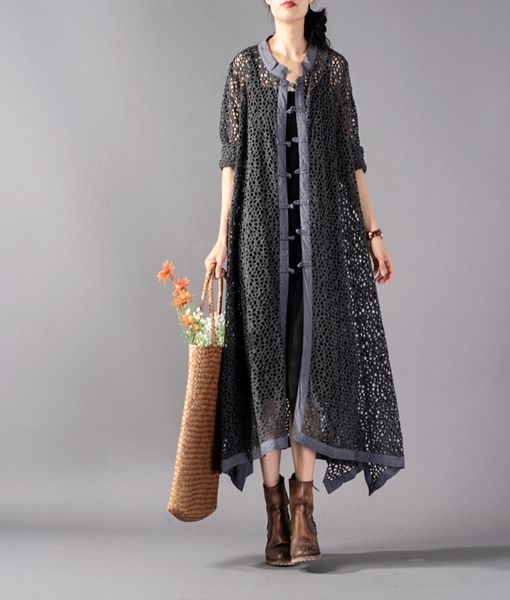 

donkey travel time 18 autumn new women's donkey time cardigan wear buckle irregular outer knitted hollow cardigan, Tan;black