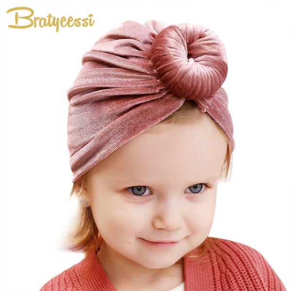 

caps & hats 14 colors baby hat for girls velvet winter kids cap turban beanie toddler infant accessories 6-36m, Yellow