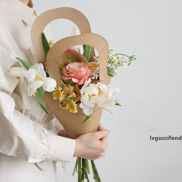 

10pcs/lot portable flower boxes flower packaging flora paper bag florist packaging supplies