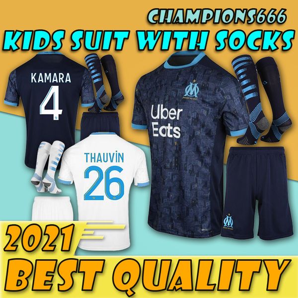 

latest products20/21 thailand payet marseilles kids with socks olympique 26 thauvin l.gustavo soccer jerseys football shirts with socks, Black