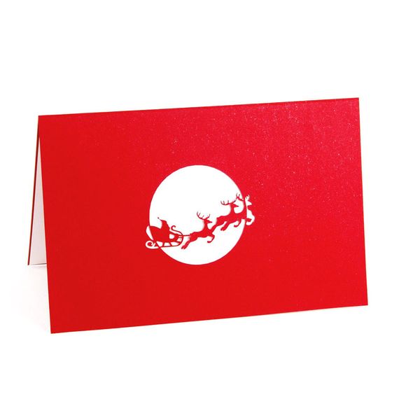 

wholesale 3d handmade christmas greeting cards flying deer car santa claus gift wishes cards ing