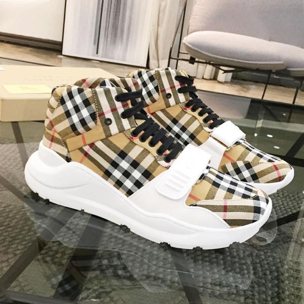 

new arrival mens boots fast delivery vintage check cotton sneakers outdoor walking comfortable shoes high lace -up casual men shoes, Black