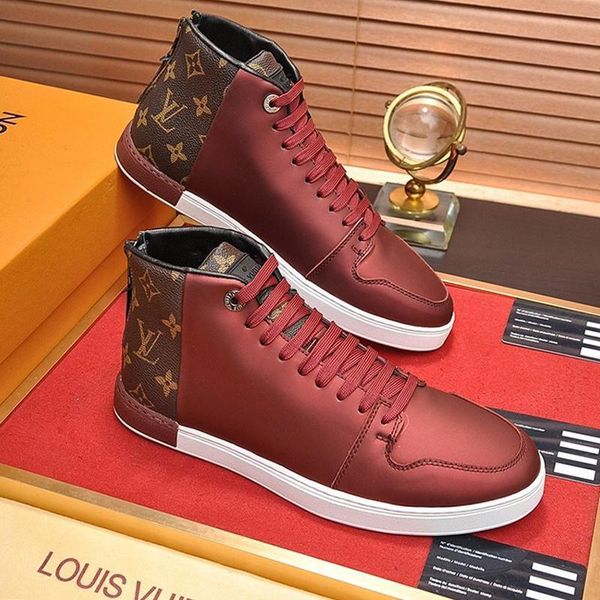 

fashion mens shoes comfortable high casual shoes outdoor walking vintage footwears lace -up sports luxury leather men boots, Black