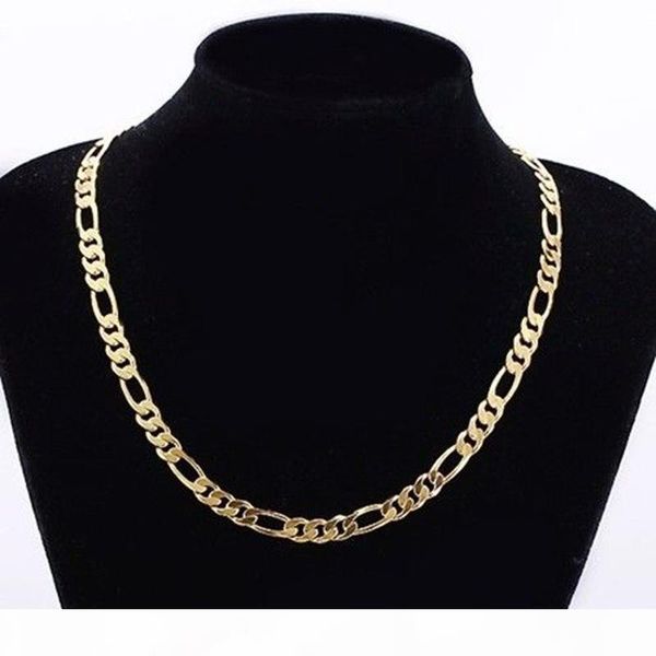 

мужская 24k solid gold gf 8мм итальянский figaro звено цепи ожерелье 24 дюймов, Silver