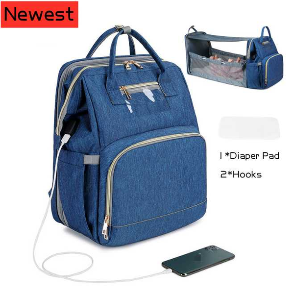 

mother diaper bags with baby bed for mummy usb baby care backpack multifunction waterproof maternity bag mommy stroller bags