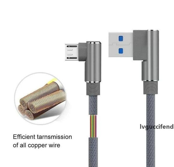 

braided 90 degree right angle type c micro usb fast data sync charger cable 2.4a charger charging wire cord for samsung s10 all smartphone