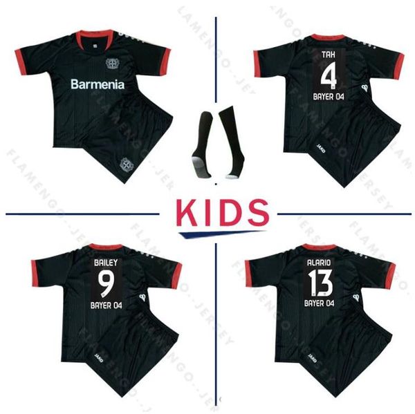 

boy kit 20 21 leverkusen soccer jersey l.bender 2020 2021 bayer 04 leverkusen havertz jersey demirbay alario volland kids football shirt, Black