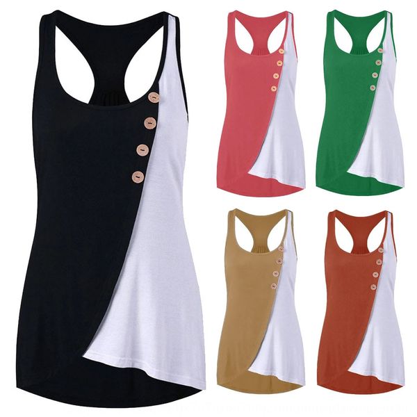 

women's sleeveless contrast color stitching women's button sleeveless contrast color stitching vest button vestvest top, Camo