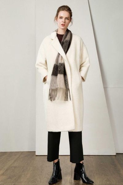 

2020 womens plus size fashions autumn winter women white long coat female warm wool coats jacket casual streetwear, Black