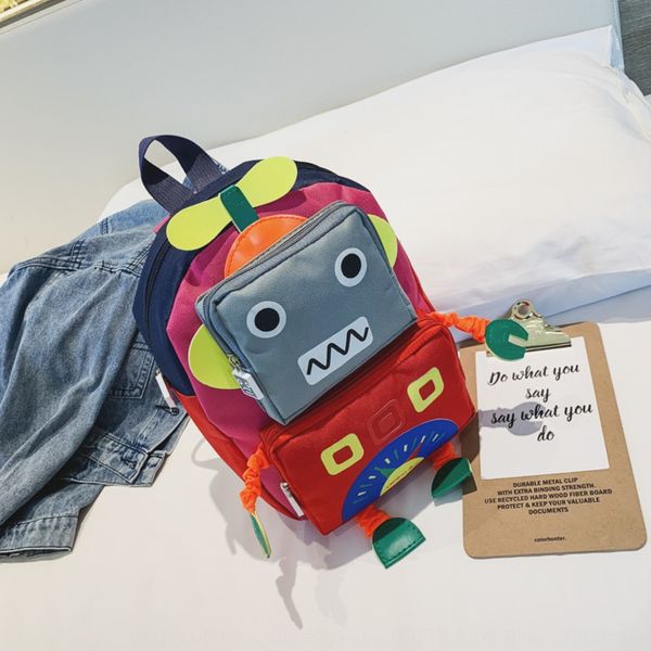 

korean style backpack school canvas bag 2020 spring new fashion cute cartoon robot canvas bag children's campus style schoolbag