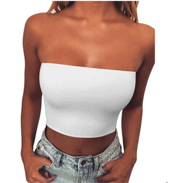 

женщины без бретелек бюстье танки топ лето упругие бандо пробки бюстгальтер белье wrap топы мода лето дамы с плеча сексуальное a5cv, White