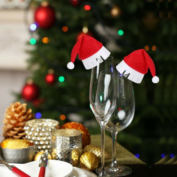 

christmas decorations 10pcs cute stylish tiny mini santa hats cup bottle cover crafts accessories