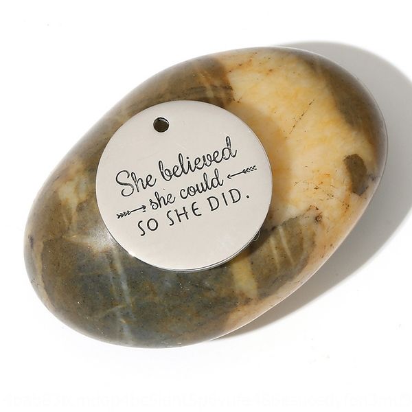 

jewelry she believed mirror lettering titanium accessories accessories steel round tag inspirational motto lettering tag, Silver