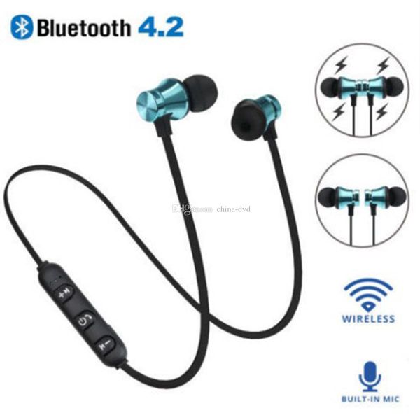 

xt11 magnet sport bluetooth headphones bt4.2 wireless stereo earphones with mic earbuds bass headset for smartphones with opp bag zls ldmjsd